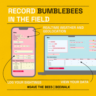 Record bumblebees in the field, realtime weather and geolocation, log your sightings, view your data. #SaveTheBees, BeeWalk